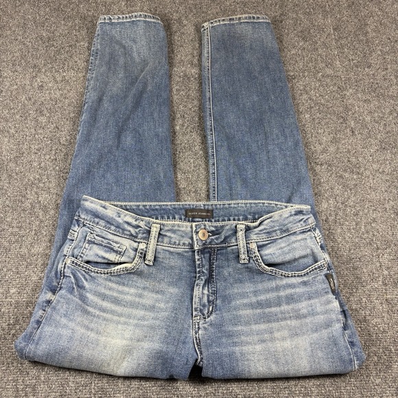 Silver‎ Jeans Co. Boyfriend Distressed Medium Wash Ankle Denim Jeans W30 L29 - Picture 1 of 10